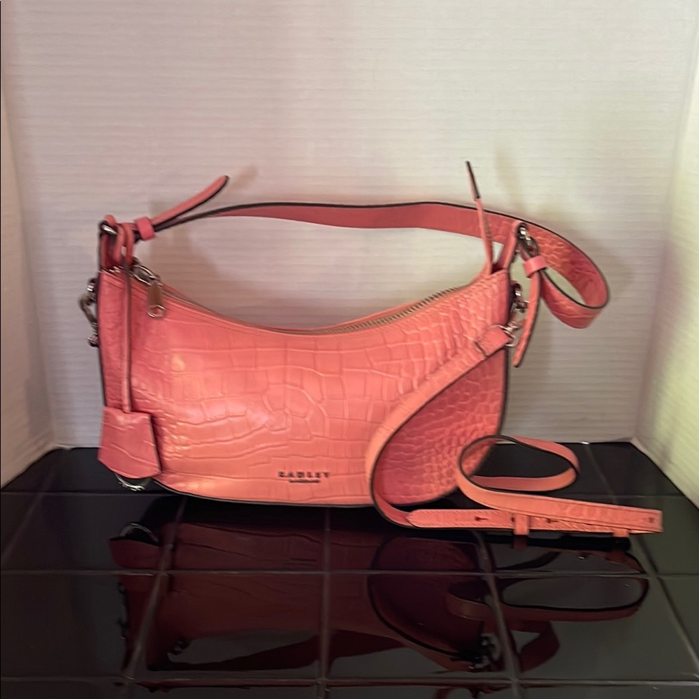 RADLEY LONDON Pink Croc-Embossed Leather Crossbody Bag